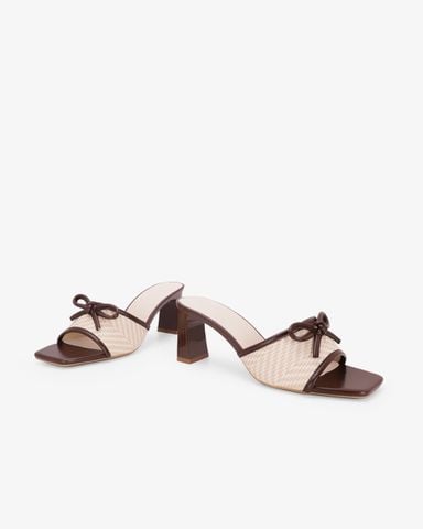 Dép Cao Gót Hạnh Dung Quai Nơ HD27347BI