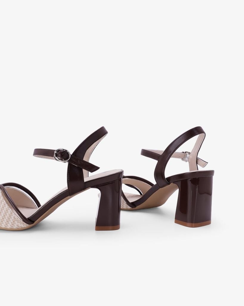 Sandal Hạnh Dung Cao Gót Nơ Quai Mảnh HD27348BI