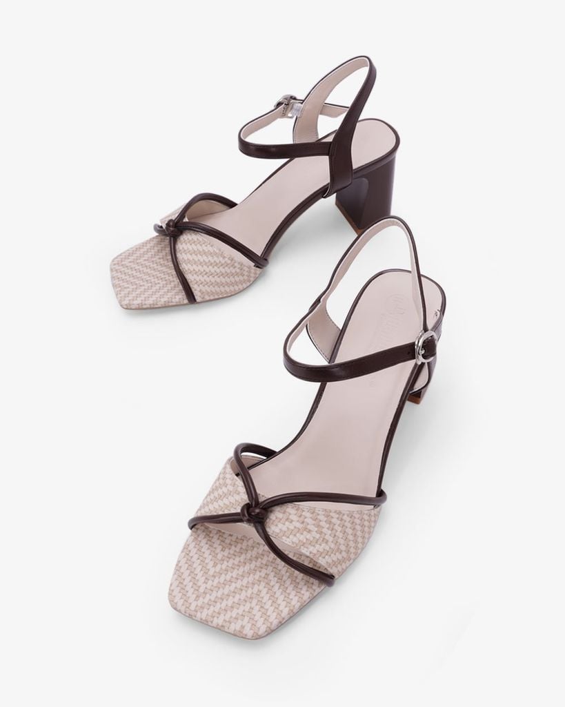 Sandal Hạnh Dung Cao Gót Nơ Quai Mảnh HD27348BI