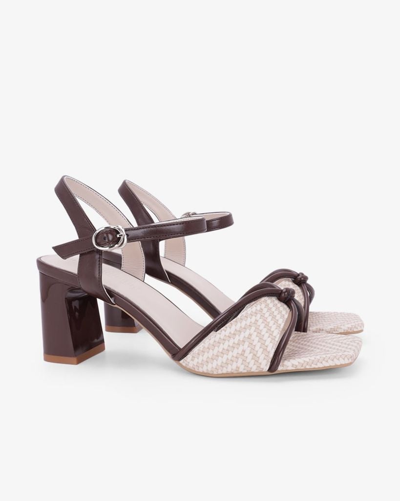 Sandal Hạnh Dung Cao Gót Nơ Quai Mảnh HD27348BI