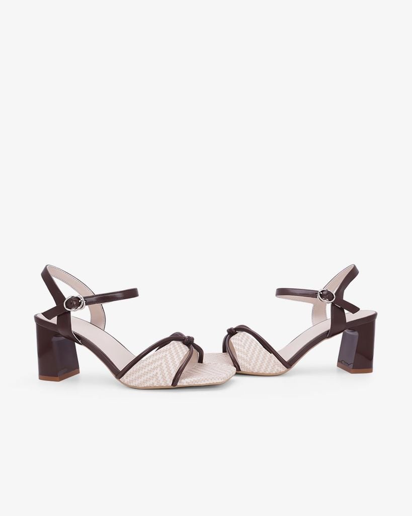 Sandal Hạnh Dung Cao Gót Nơ Quai Mảnh HD27348BI