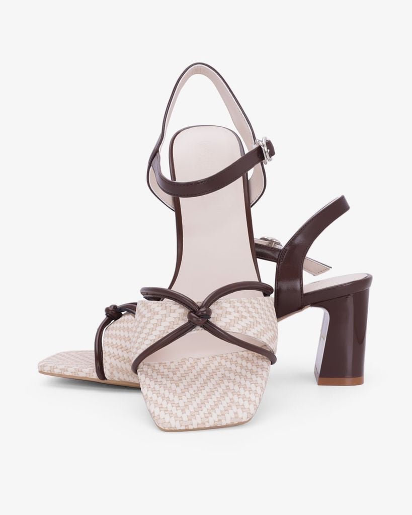 Sandal Hạnh Dung Cao Gót Nơ Quai Mảnh HD27348BI