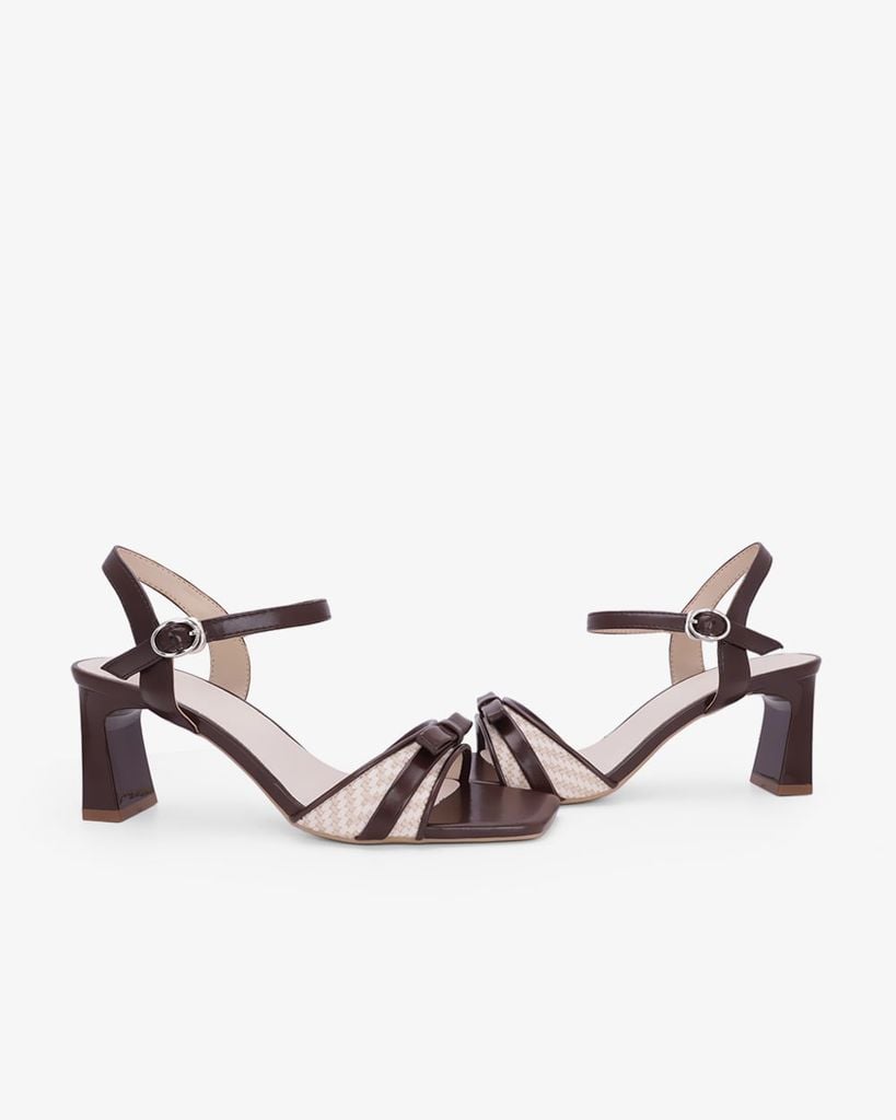Sandal Hạnh Dung Cao Gót Quai Điểm Nơ HD27349BI