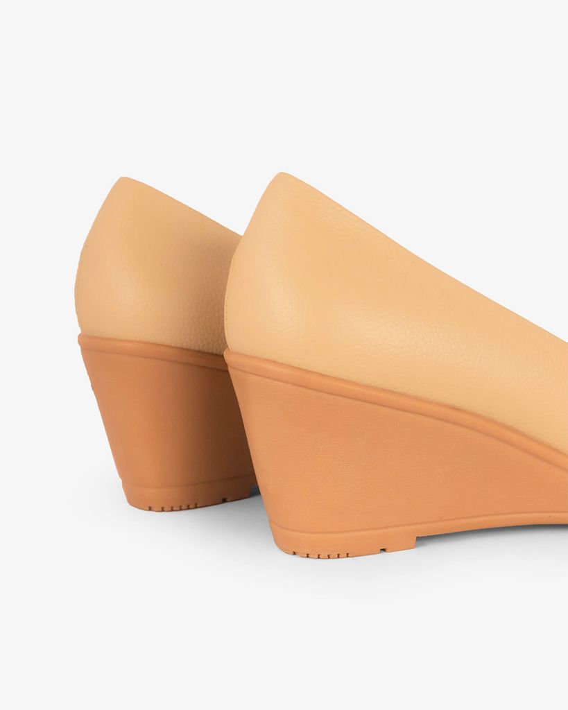 Giày Đế Xuồng Hạnh Dung Mũi Tròn Da Trơn HD29165AY