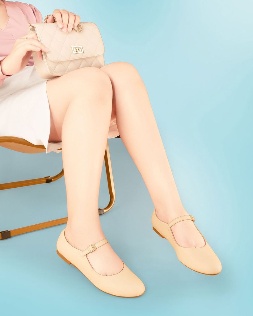 Giày Búp Bê Hạnh Dung Trơn Quai Ngang HD29186AY