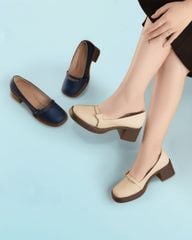 Giày Cao Gót Hạnh Dung Mũi Vuông Quai Nơ HD29192AY