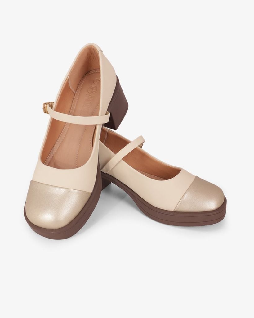 Giày Cao Gót Hạnh Dung Two Toned Mạ Vàng HD29195AY