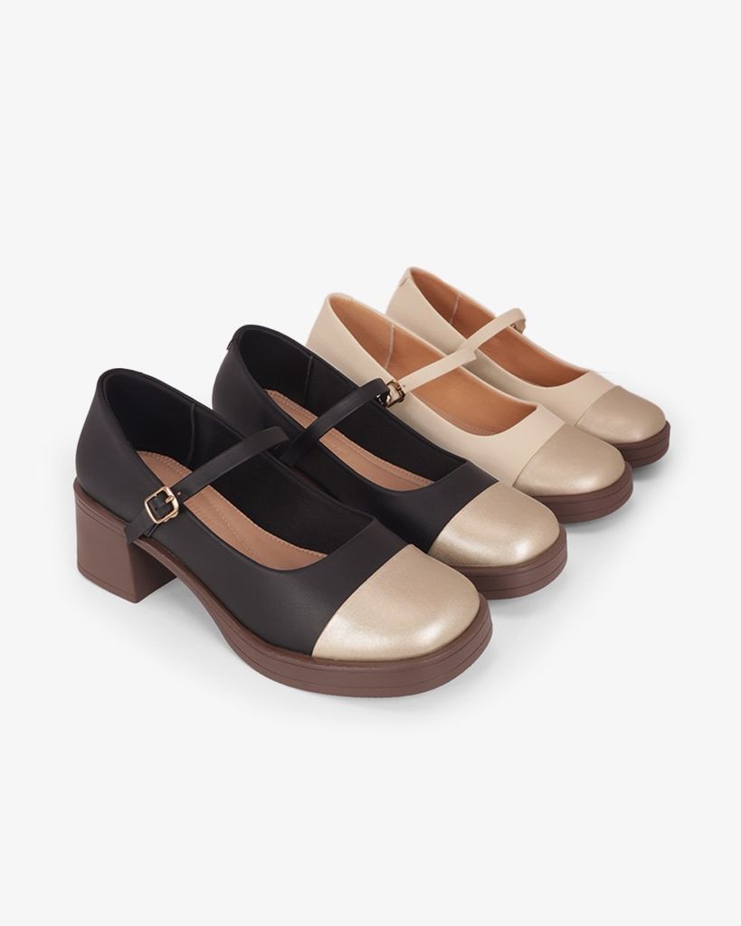 Giày Cao Gót Hạnh Dung Two Toned Mạ Vàng HD29195AY