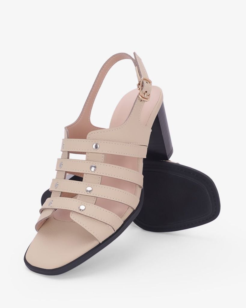 Sandal Cao Gót Hạnh Dung Quai Tán Đinh Tầng HD29206AY