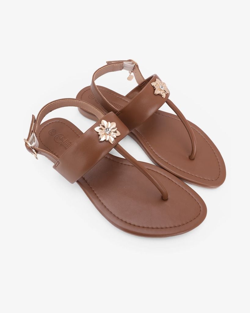 Sandal Đế Xẹp Hạnh Dung Kẹp Hoa Đính Đá HD02267AB