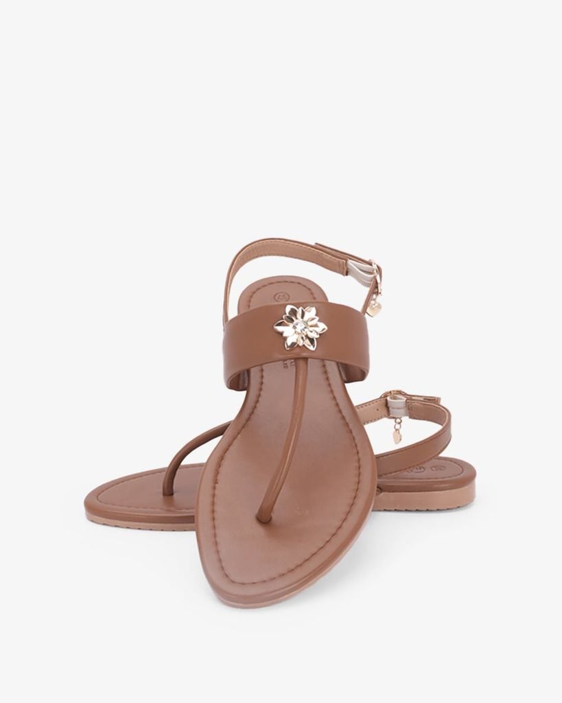 Sandal Đế Xẹp Hạnh Dung Kẹp Hoa Đính Đá HD02267AB