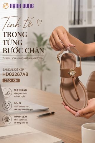Sandal Đế Xẹp Hạnh Dung Kẹp Hoa Đính Đá HD02267AB