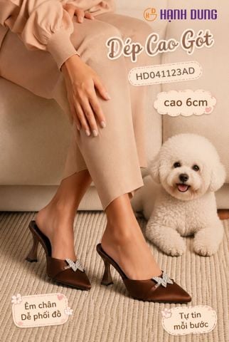Dép Bít Mũi Hạnh Dung Da Mềm Khóa Bướm HD041123AD