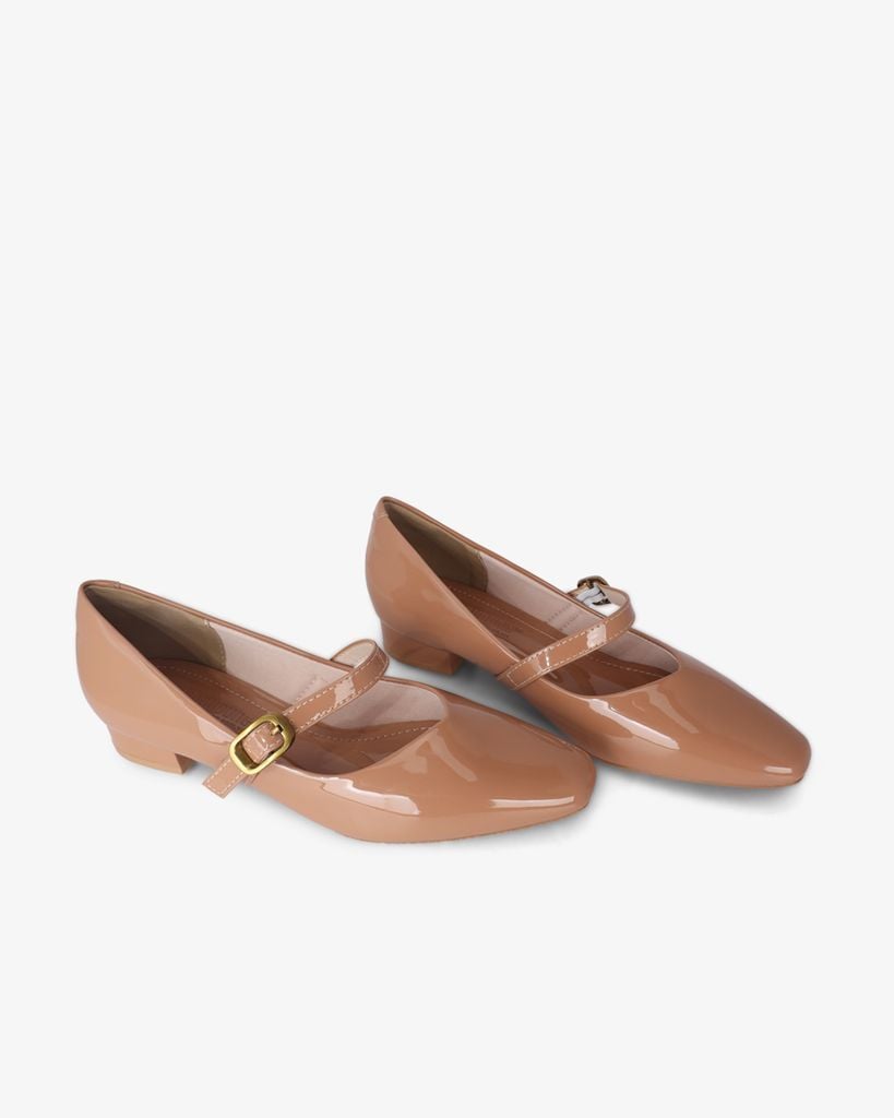 Giày Búp Bê Hạnh Dung Mũi Vuông Trơn Khóa Vàng HD0932AS