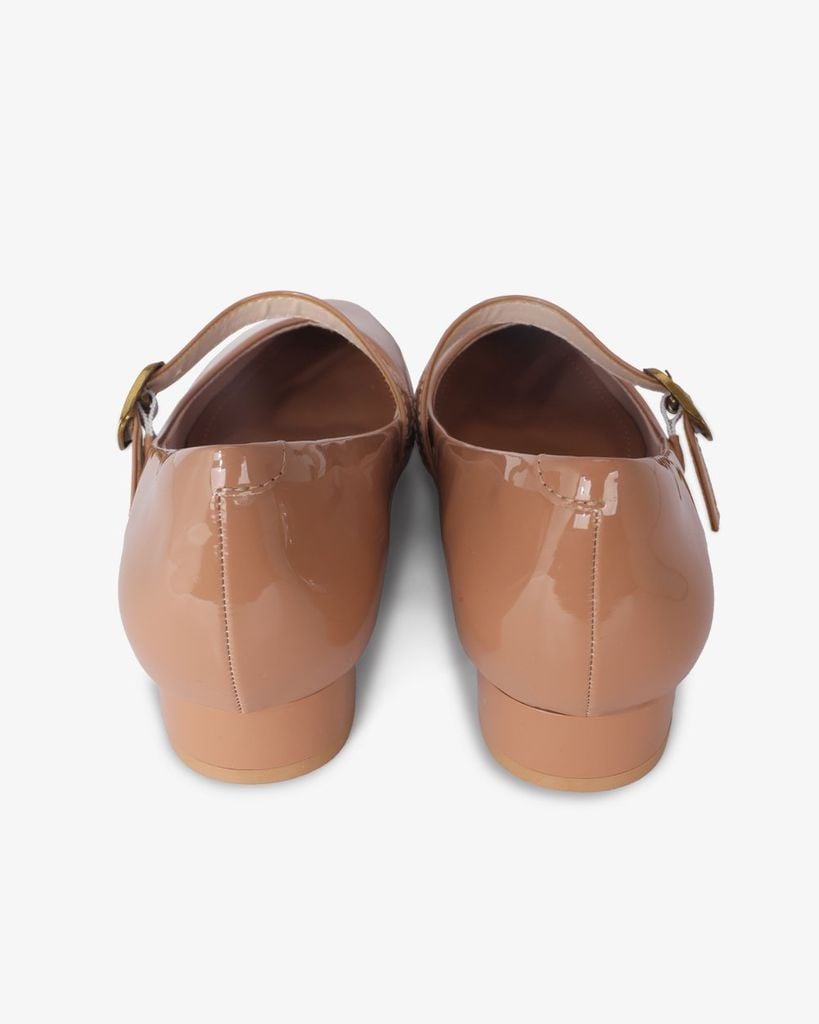 Giày Búp Bê Hạnh Dung Mũi Vuông Trơn Khóa Vàng HD0932AS