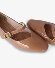 Giày Búp Bê Hạnh Dung Mũi Vuông Trơn Khóa Vàng HD0932AS