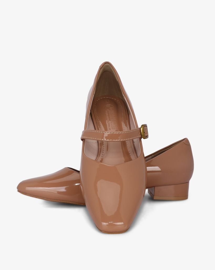 Giày Búp Bê Hạnh Dung Mũi Vuông Trơn Khóa Vàng HD0932AS