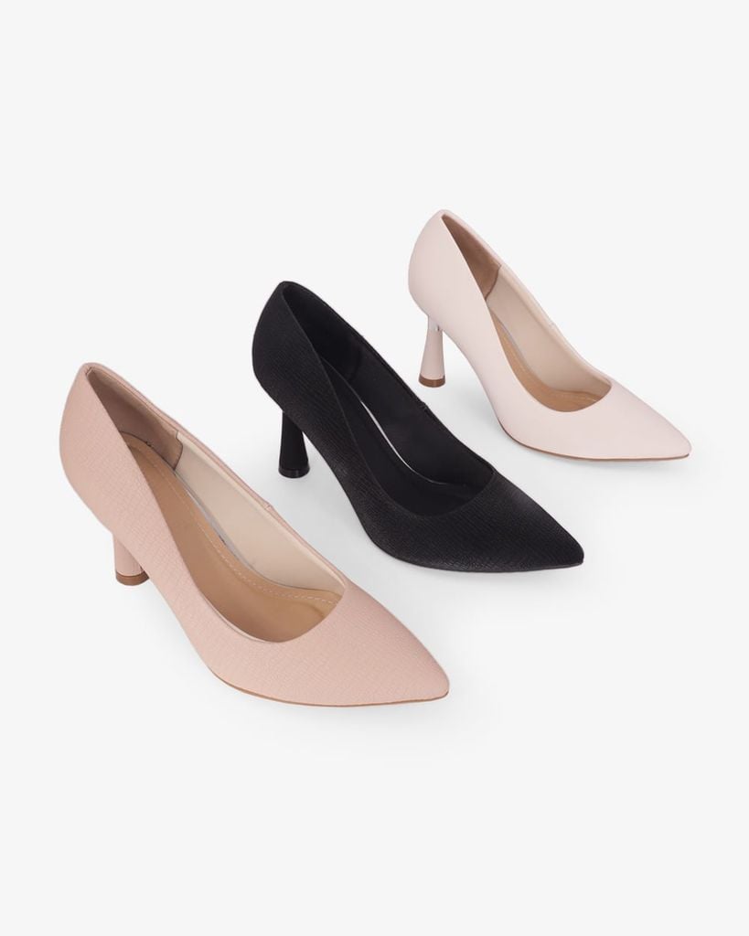 Giày Cao Gót Hạnh Dung Lụa Vân Nổi HD11169AV