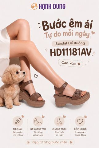 Sandal Đế Xuồng Hạnh Dung  Quai Ngang Khóa HD11181AV