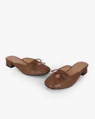 Dép Bít Mũi Hạnh Dung Nơ Mảnh Kèm Khóa Hoa Vàng HD12301AM