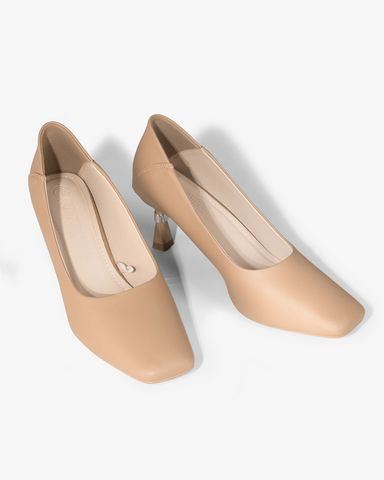 Giày Cao Gót Hạnh Dung Mũi Vuông Trơn HD27275BI