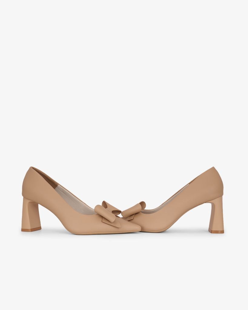 Giày Cao Gót Hạnh Dung Mũi Nhọn Khóa Nơ HD27333BI