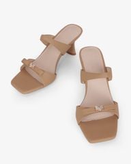 Dép Cao Gót Hạnh Dung Quai Đôi Khóa Nơ HD27334BI