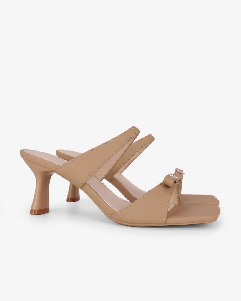 Dép Cao Gót Hạnh Dung Quai Đôi Khóa Nơ HD27334BI