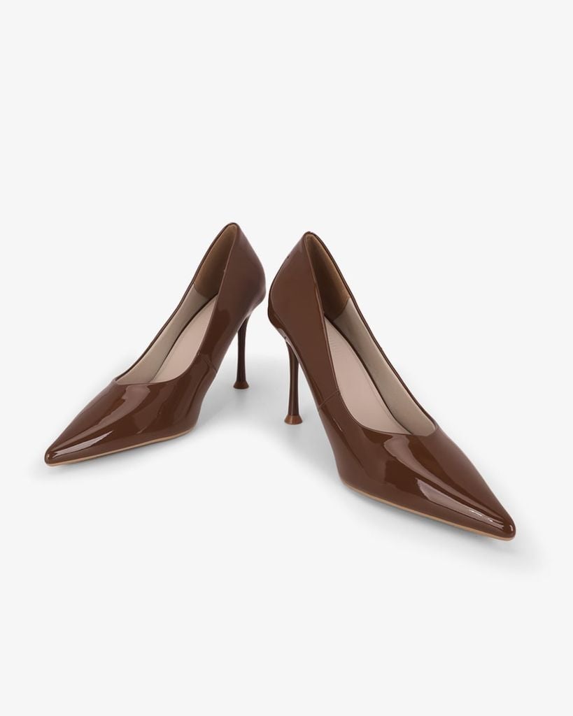 Giày Cao Gót Hạnh Dung Da Bóng Mũi Nhọn HD27337BI