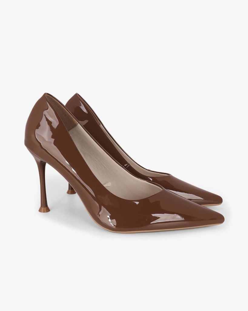 Giày Cao Gót Hạnh Dung Da Bóng Mũi Nhọn HD27337BI