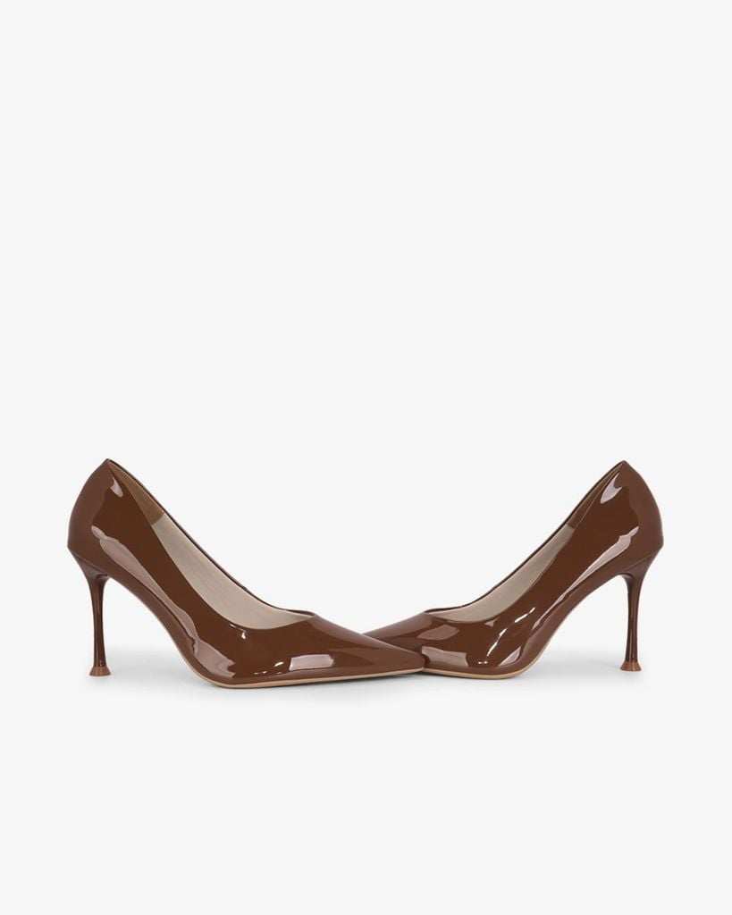 Giày Cao Gót Hạnh Dung Da Bóng Mũi Nhọn HD27337BI