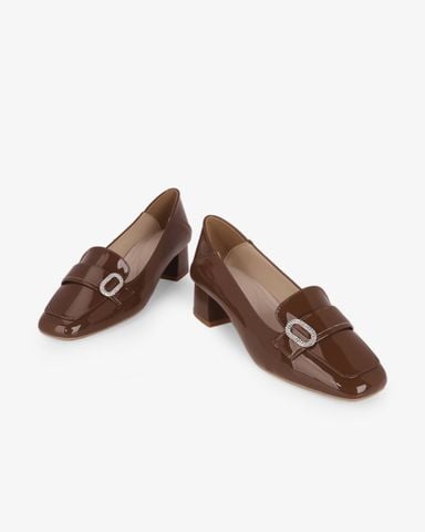 Giày Cao Gót Hạnh Dung Yếm Khóa Tròn HD27339BI