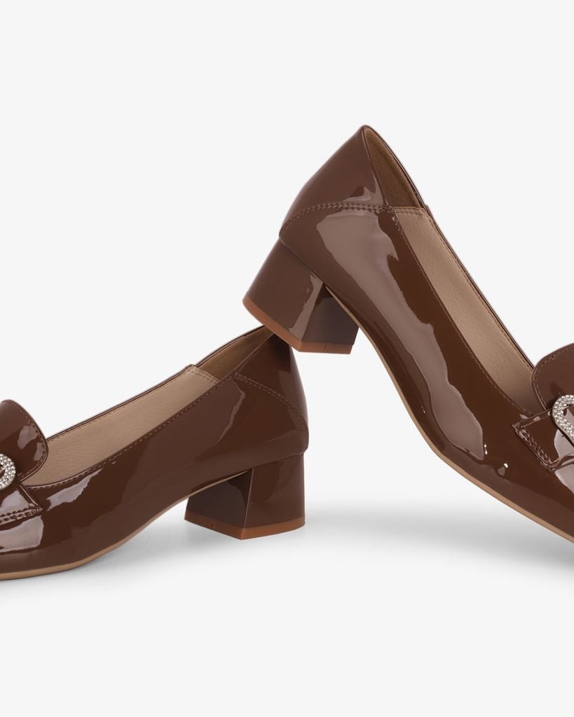 Giày Cao Gót Hạnh Dung Yếm Khóa Tròn HD27339BI