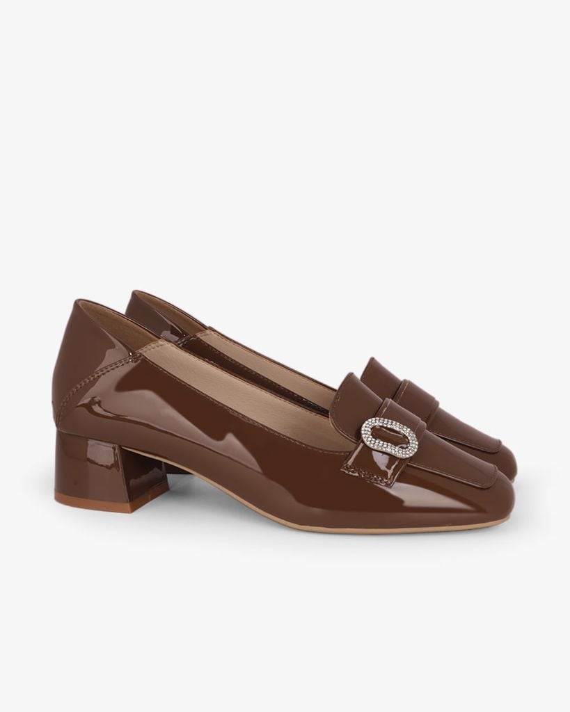 Giày Cao Gót Hạnh Dung Yếm Khóa Tròn HD27339BI