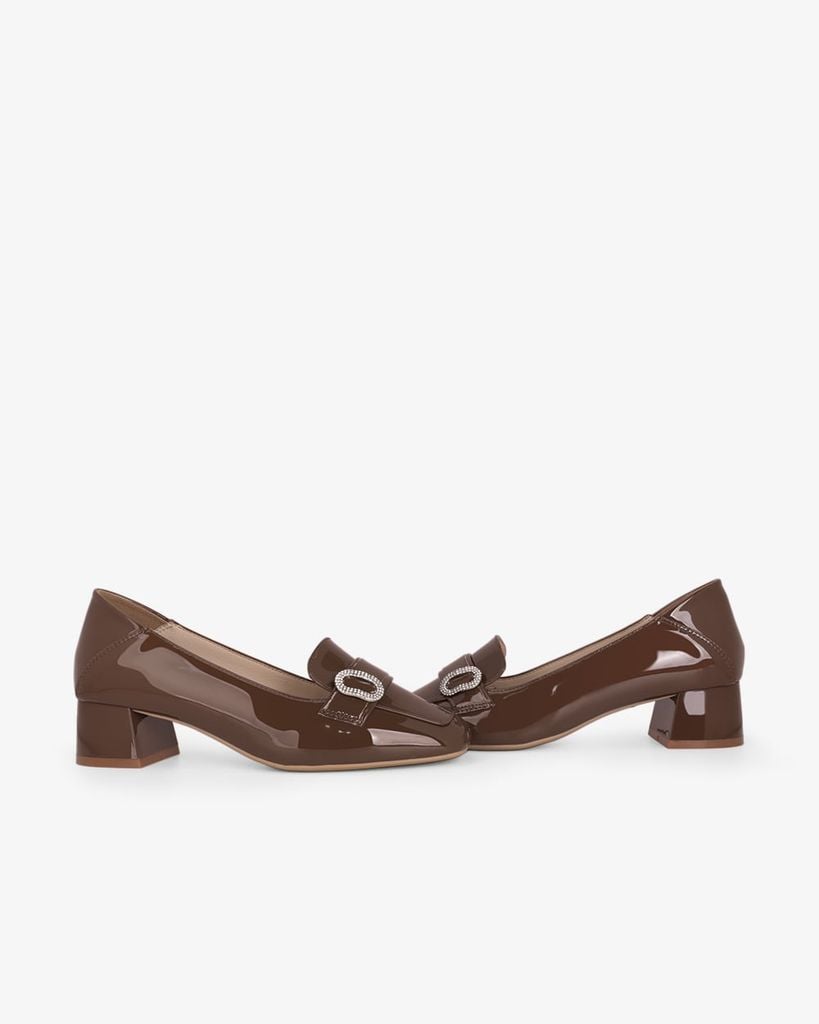 Giày Cao Gót Hạnh Dung Yếm Khóa Tròn HD27339BI