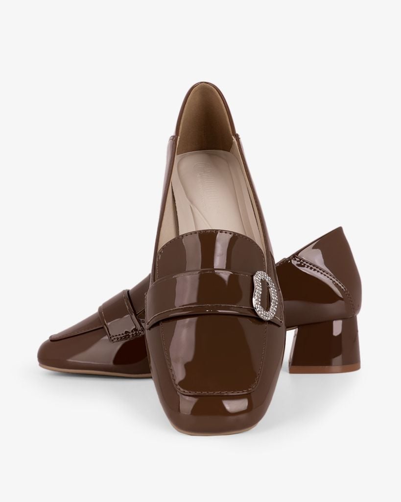 Giày Cao Gót Hạnh Dung Yếm Khóa Tròn HD27339BI