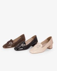 Giày Cao Gót Hạnh Dung Yếm Khóa Tròn HD27339BI