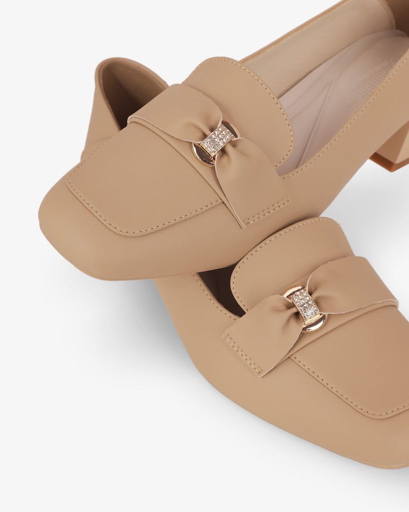 Giày Cao Gót Hạnh Dung Yếm Khóa Nơ HD27340BI