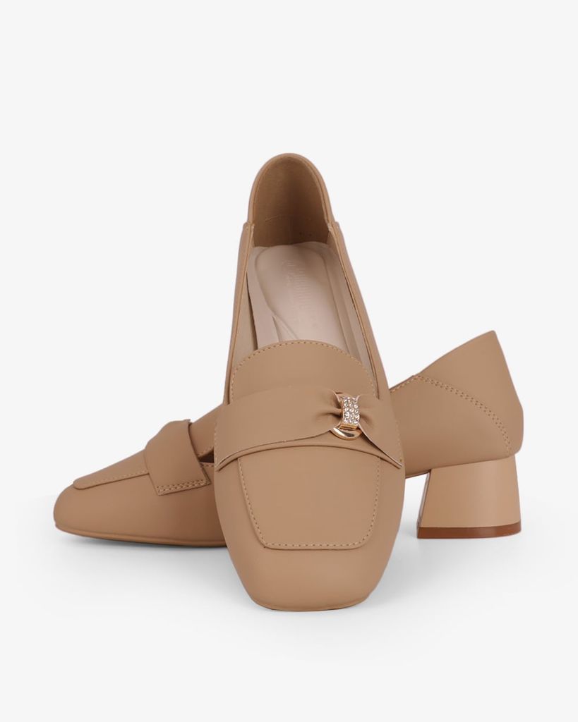 Giày Cao Gót Hạnh Dung Yếm Khóa Nơ HD27340BI