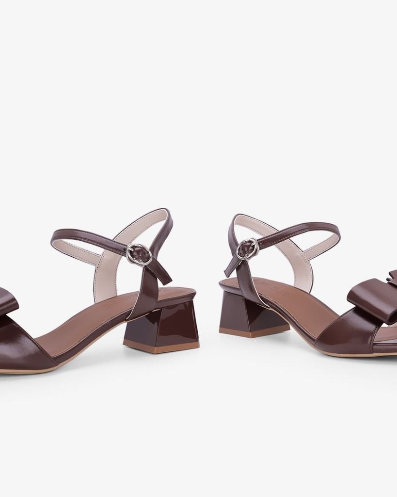 Sandal Hạnh Dung Cao Gót Quai Nơ To  HD27345BI