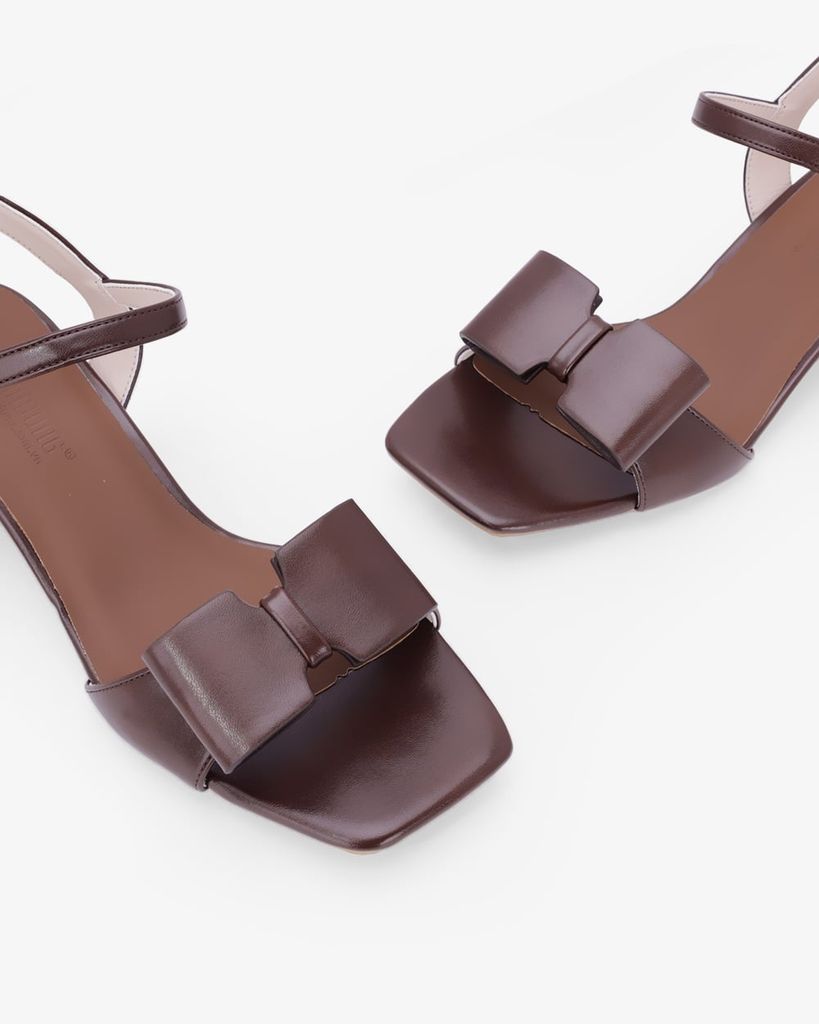 Sandal Hạnh Dung Cao Gót Quai Nơ To  HD27345BI