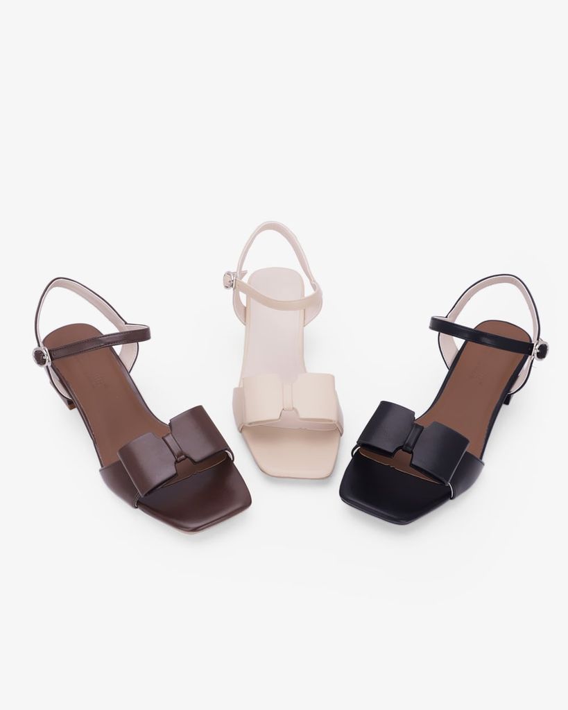 Sandal Hạnh Dung Cao Gót Quai Nơ To  HD27345BI