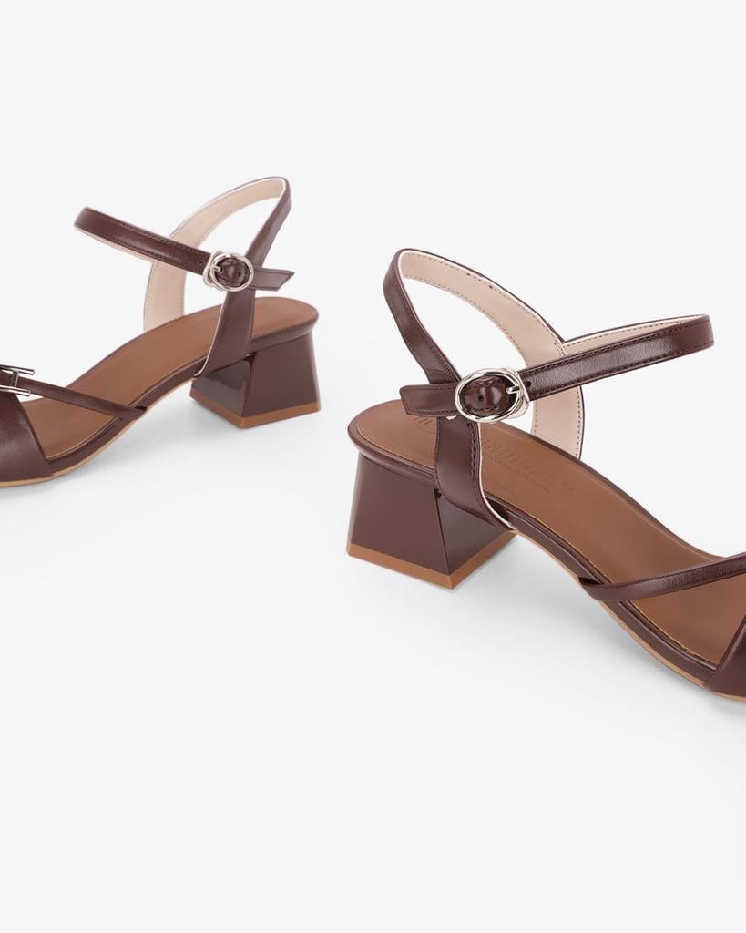 Sandal Hạnh Dung Cao Gót Quai Chéo Khóa HD27346BI