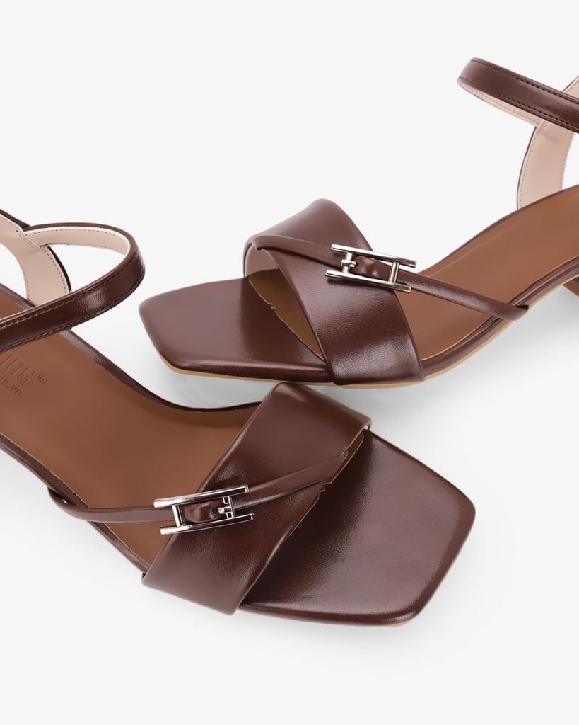 Sandal Hạnh Dung Cao Gót Quai Chéo Khóa HD27346BI