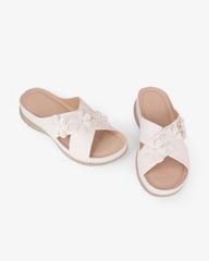 Dép Đế Xuồng Hạnh Dung Quai Đan Chéo Đính Hoa HD0327AC