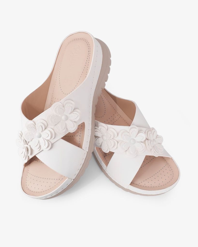 Dép Đế Xuồng Hạnh Dung Quai Đan Chéo Đính Hoa HD0327AC