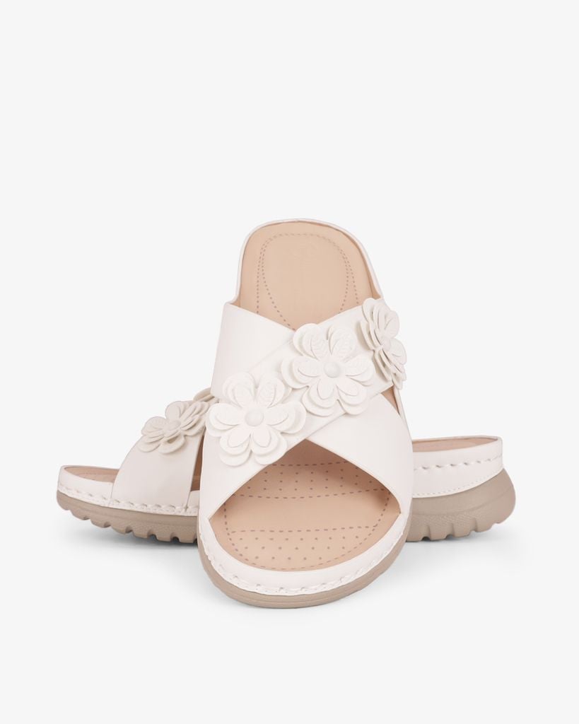 Dép Đế Xuồng Hạnh Dung Quai Đan Chéo Đính Hoa HD0327AC