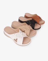 Dép Đế Xuồng Hạnh Dung Quai Đan Chéo Đính Hoa HD0327AC
