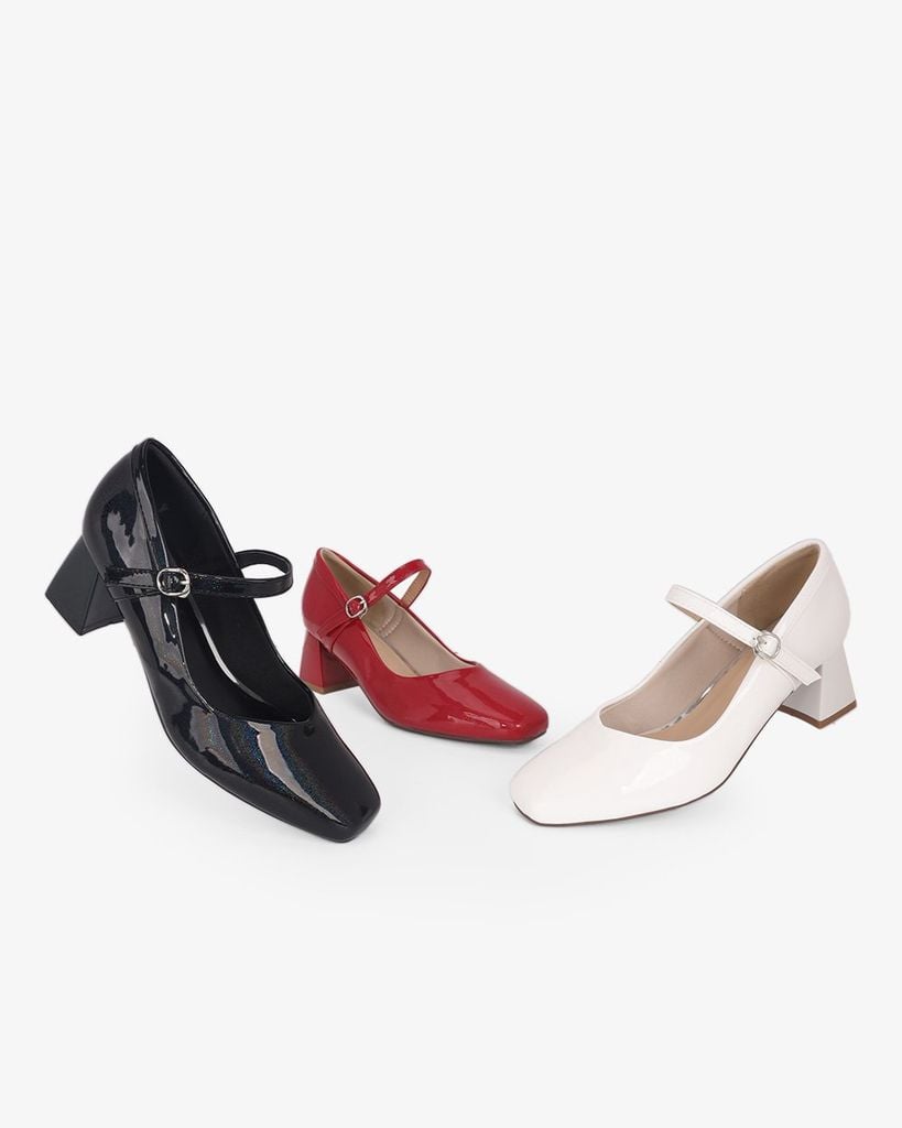 Giày Cao Gót Hạnh Dung Da Bóng Kim Tuyến HD0658BA