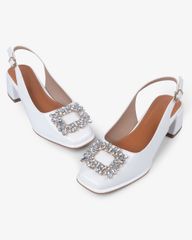 Sandal Cao Gót Hạnh Dung Mũi Vuông Đính Đá HD1112AV